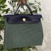 Green canvas ( navy blue leather)
