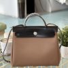 Beige with (black leather)